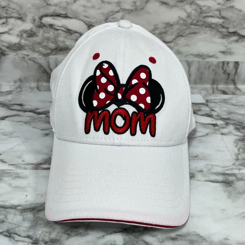Disney Minnie Mouse Cap Women's One Size White Bow Tie Mom Baseball Adjustable‎